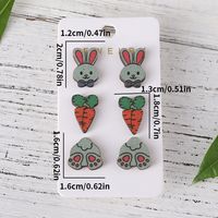 Wholesale Jewelry Retro Rabbit Carrot Wood Printing Ear Studs main image 2