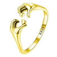 Simple Style Commute Heart Shape Sterling Silver Plating Gold Plated Open Rings sku image 1