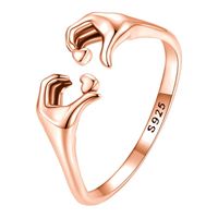 Simple Style Commute Heart Shape Sterling Silver Plating Gold Plated Open Rings sku image 2