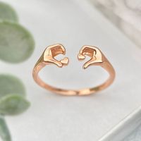 Simple Style Commute Heart Shape Sterling Silver Plating Gold Plated Open Rings main image 3