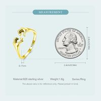 Simple Style Commute Heart Shape Sterling Silver Plating Gold Plated Open Rings main image 2