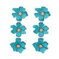 1 Pair Sweet Flower Stoving Varnish Metal Drop Earrings sku image 1