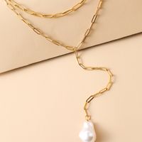 Simple Style Irregular Stainless Steel Pearl Plating Double Layer Necklaces main image 4