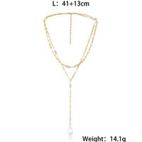 Simple Style Irregular Stainless Steel Pearl Plating Double Layer Necklaces main image 2