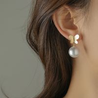 1 Pair Ig Style Simple Style Butterfly Plating Inlay Metal Artificial Pearls Drop Earrings main image 6