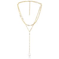 Einfacher Stil Irregulär Rostfreier Stahl Perle Überzug Doppellagige Halsketten main image 5