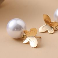 1 Pair Ig Style Simple Style Butterfly Plating Inlay Metal Artificial Pearls Drop Earrings main image 4