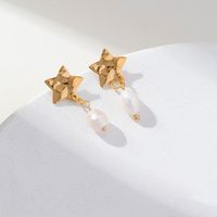 1 Pair Ig Style Vintage Style Korean Style Star Pearl Stainless Steel Drop Earrings main image 4