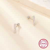 1 Pair Simple Style Commute Rectangle Plating Inlay Sterling Silver Zircon 18k Gold Plated White Gold Plated Ear Studs main image 4