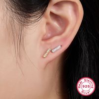 1 Pair Simple Style Commute Rectangle Plating Inlay Sterling Silver Zircon 18k Gold Plated White Gold Plated Ear Studs main image 1