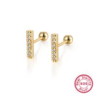 1 Pair Simple Style Commute Rectangle Plating Inlay Sterling Silver Zircon 18k Gold Plated White Gold Plated Ear Studs sku image 1