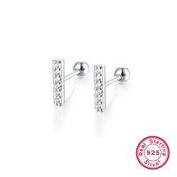 1 Pair Simple Style Commute Rectangle Plating Inlay Sterling Silver Zircon 18k Gold Plated White Gold Plated Ear Studs sku image 2