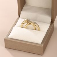 Lady Round Alloy Plating Inlay Artificial Diamond 14k Gold Plated Women's Rings main image 2