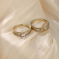 Lady Round Alloy Plating Inlay Artificial Diamond 14k Gold Plated Women's Rings main image 1