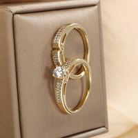 Lady Round Alloy Plating Inlay Artificial Diamond 14k Gold Plated Women's Rings main image 5