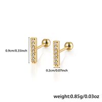 1 Pair Simple Style Commute Rectangle Plating Inlay Sterling Silver Zircon 18k Gold Plated White Gold Plated Ear Studs main image 2
