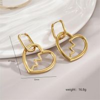 1 Pair Simple Style Commute Heart Shape Polishing Plating Stainless Steel 18K Gold Plated Drop Earrings main image 2