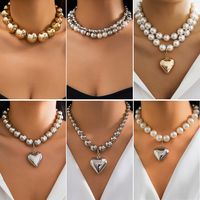 Glam Exaggerated Geometric Ccb Artificial Pearl Beaded Plating Valentine's Day Women's Necklace main image 1
