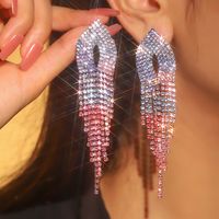 1 Pair Wedding Vacation Gradient Color Plating Hollow Out Rhinestone Drop Earrings sku image 3