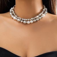 Glam Exaggerated Geometric Ccb Artificial Pearl Beaded Plating Valentine's Day Women's Necklace sku image 1