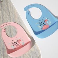 Cute Animal Cartoon Stripe Edible Silicon Bib Baby Accessories main image 3