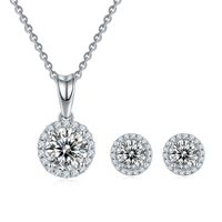 Simple Style Shiny Round Sterling Silver Gra Plating Inlay Moissanite 18k Gold Plated Earrings Necklace main image 6