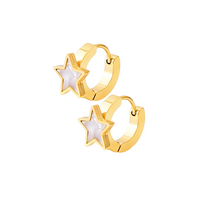 Stainless Steel 18K Gold Plated Casual Simple Style Pearl Inlay Star Moon Shell Bracelets Earrings Necklace sku image 1