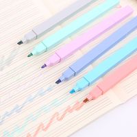 1 Set Solid Color Class Learning Plastic Cute Fluorescent Pen main image 4