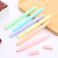 1 Set Solid Color Class Learning Plastic Cute Fluorescent Pen main image 3