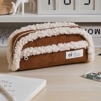 Solid Color Cloth Class Learning Vintage Style Pastoral Pencil Case sku image 4