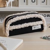 Solid Color Cloth Class Learning Vintage Style Pastoral Pencil Case sku image 3