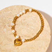 Simple Style Heart Shape 304 Stainless Steel 16K Gold Plated White Gold Plated Gold Plated Bracelets In Bulk main image 6