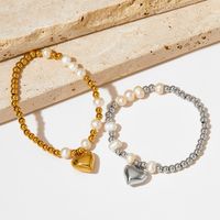 Simple Style Heart Shape 304 Stainless Steel 16K Gold Plated White Gold Plated Gold Plated Bracelets In Bulk main image 1