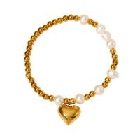 Simple Style Heart Shape 304 Stainless Steel 16K Gold Plated White Gold Plated Gold Plated Bracelets In Bulk main image 5