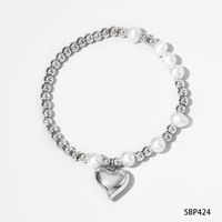 Simple Style Heart Shape 304 Stainless Steel 16K Gold Plated White Gold Plated Gold Plated Bracelets In Bulk sku image 2