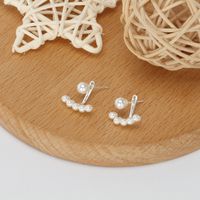 1 Pair Elegant Round Inlay Sterling Silver Pearl Ear Studs main image 5
