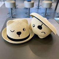Children Unisex Cute Pastoral Bear Straw Hat main image 5