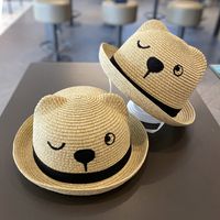 Children Unisex Cute Pastoral Bear Straw Hat main image 4