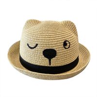 Children Unisex Cute Pastoral Bear Straw Hat main image 2