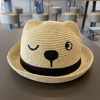 Children Unisex Cute Pastoral Bear Straw Hat sku image 4