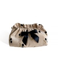 Cute Vintage Style Polka Dots Bow Knot Corduroy Bucket Makeup Bags main image 3