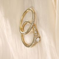 Elegant Simple Style Round Alloy Plating Inlay Artificial Diamond 14k Gold Plated Women's Rings main image 2