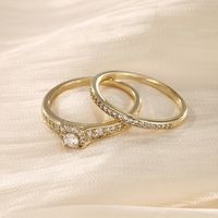 Elegant Simple Style Round Alloy Plating Inlay Artificial Diamond 14k Gold Plated Women's Rings main image 1