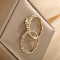Elegant Einfacher Stil Runden Legierung Überzug Inlay Künstlicher Diamant 14 Karat Vergoldet Frau Ringe main image 4