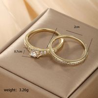 Elegant Simple Style Round Alloy Plating Inlay Artificial Diamond 14k Gold Plated Women's Rings sku image 1