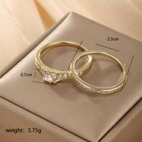 Elegant Simple Style Round Alloy Plating Inlay Artificial Diamond 14k Gold Plated Women's Rings sku image 3