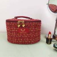 Style Vintage Plaid Polyester Cylindrique Sacs À Maquillage sku image 5