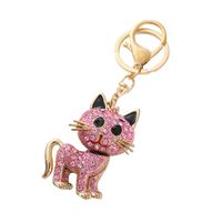Cute Cat Alloy Inlaid Zircon Women's Bag Pendant Keychain main image 2