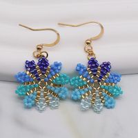 1 Pair Simple Style Classic Style Snowflake Handmade Plating Glass Gold Plated Drop Earrings main image 5