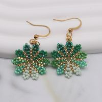 1 Pair Simple Style Classic Style Snowflake Handmade Plating Glass Gold Plated Drop Earrings main image 4
